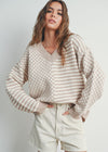 Frenchy Checker Sweater - Ivory & Taupe