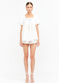 Erika Babydoll Ribbon Top - Off-White