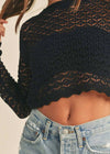 Aidan Crochet Long Sleeve Top - Black