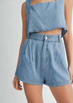 Daisy Denim Crop Top & Shorts Set