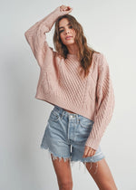 Benji Cable Knit Sweater - Blush