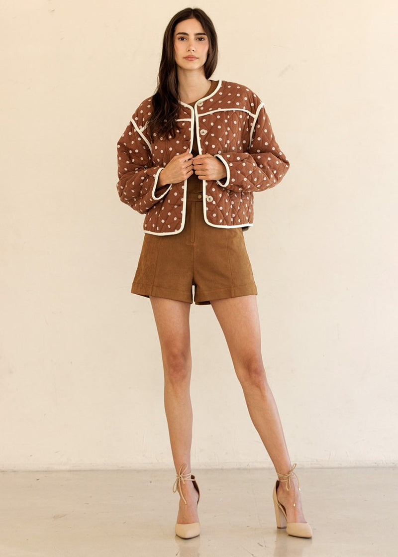 Wren Quilted Polka Dot Jacket - Brown Sand