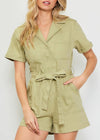 Camille Utility Romper - Sweet Pea