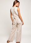 Winona Stripe Overalls - White/Tan