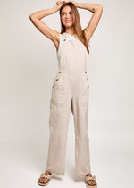 Winona Stripe Overalls - White/Tan