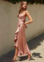 Going Out Ruffled Maxi Dress - Misty Rose