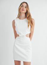 Jessica Cutout Ribbon Mini Dress - Off White