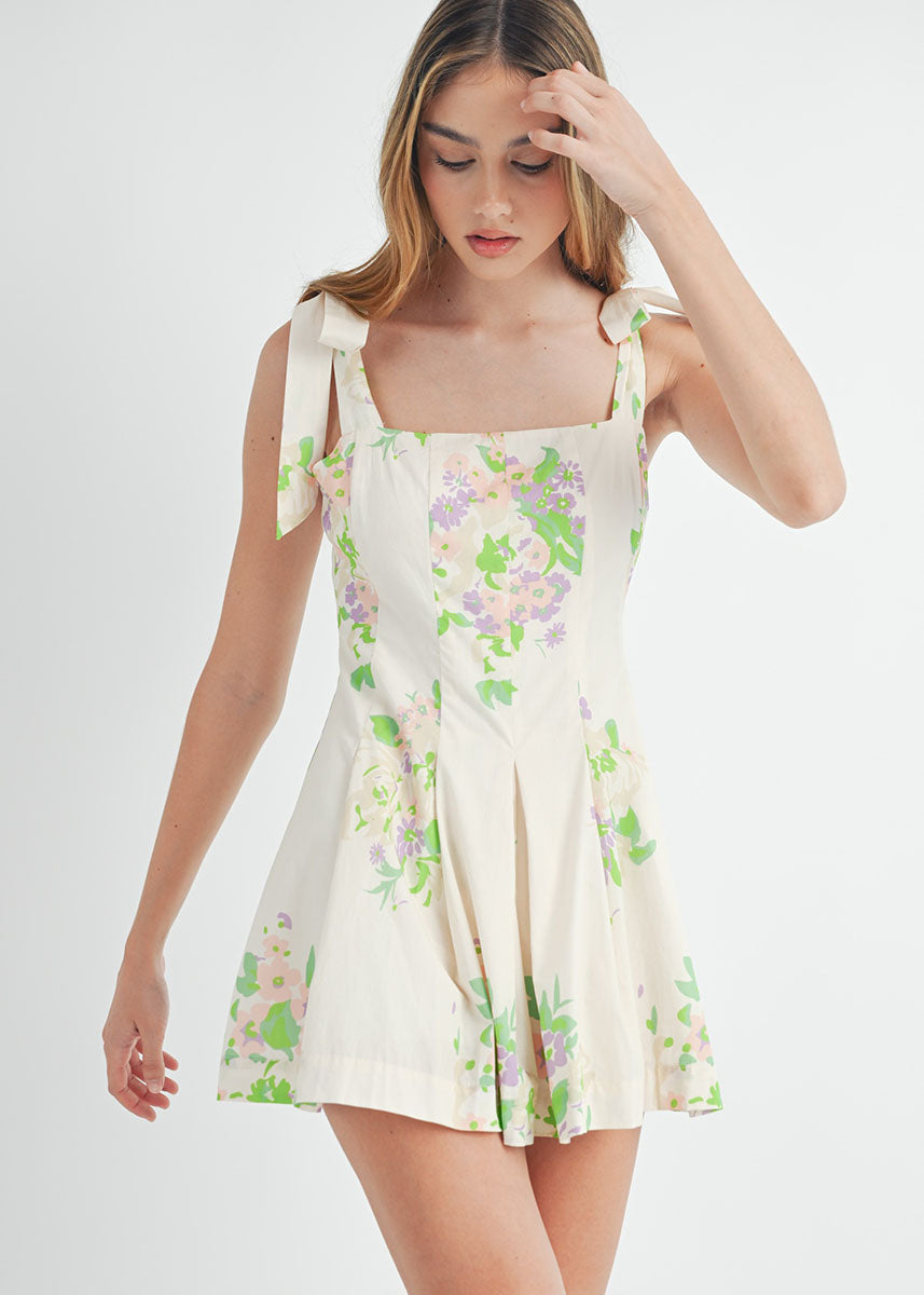 Ren Floral Printed Tie Romper - Cream