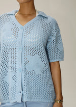 Clare Knit Button-Up - Baby Blue