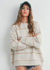 Carlyle Striped Drop-Shoulder Sweater - Taupe Multi