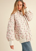 Ava Floral Quilted Bomber Jacket - Off White