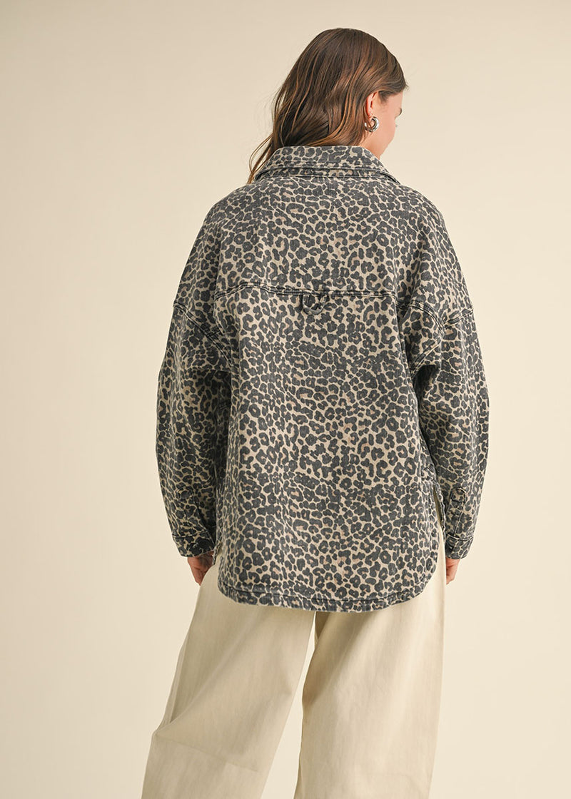 Liam Stretch Shacket - Leopard