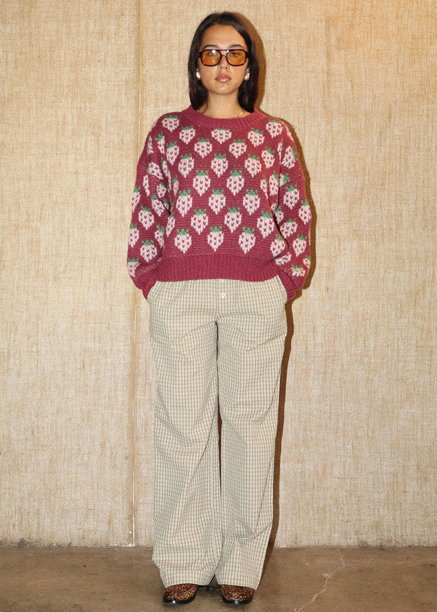 Ruby Strawberry Knit Sweater - Wine