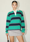 Kyle Stripe Knit Polo Top - Green