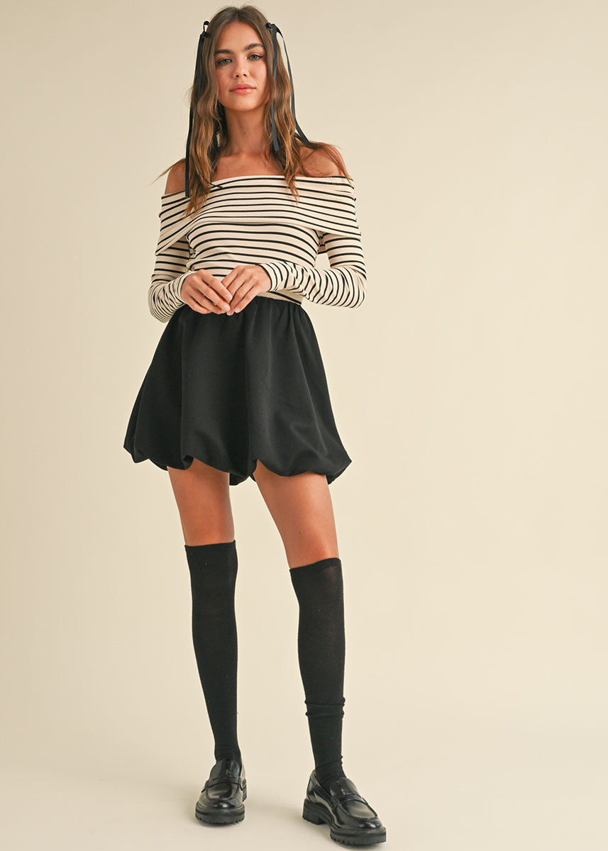 Fiona Bubble Mini Skirt - Black