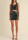 The Eleana Sequin Mini Skirt - Black