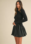 Vinnie Sweater Bubble Mini Dress - Black