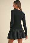 Vinnie Sweater Bubble Mini Dress - Black