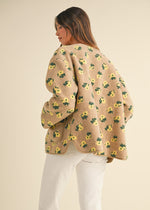 Ashton Floral Sherpa Snap Jacket - Taupe