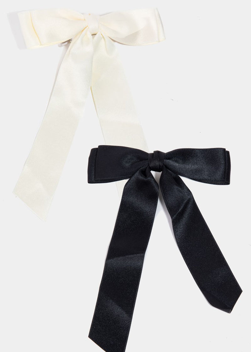 Remy Long Satin Ribbon Bow Clip