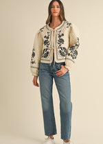 Annabel Floral Embroidered Quilted Jacket - Light Taupe