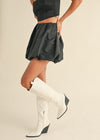 Ollie Metallic Bubble Mini Skirt - Black