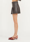 Area Pleated Vegan Leather Mini Skirt - Dark Brown