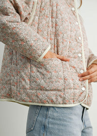 Kenna Floral Quilted Jacket - Mauve Ivory