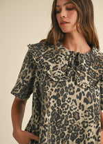 Wendy Ruffled Denim Mini Dress - Leopard