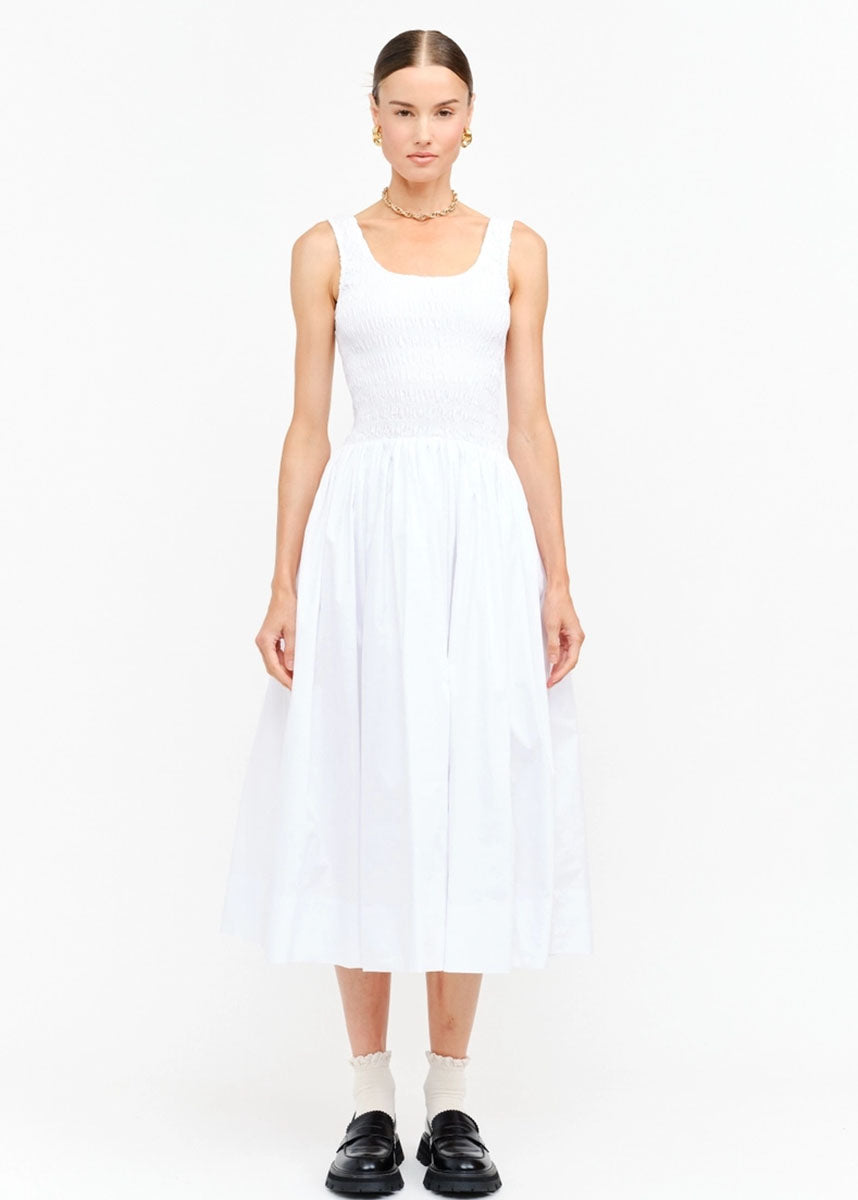 Jayleen Smocked Midi Dress - Off White