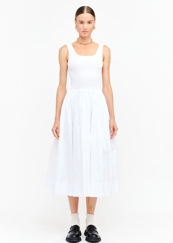 Jayleen Smocked Midi Dress - Off White