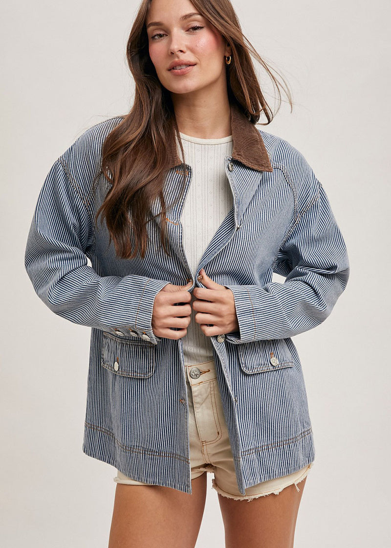 Martha Denim Barn Coat - Stripe