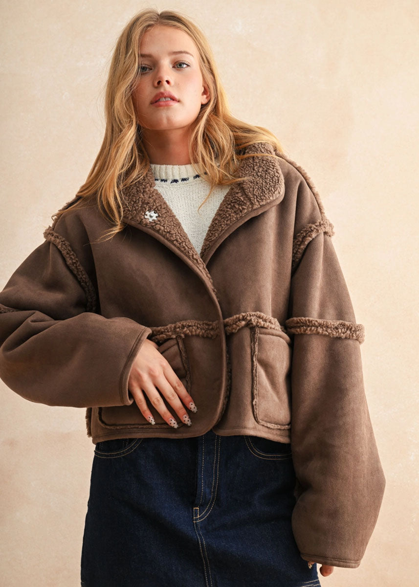Cedar Reversible Suede & Sherpa Jacket - Espresso