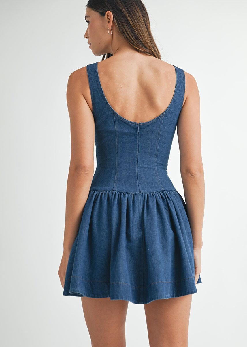 Felicia Denim Button-Front Mini Dress - Indigo