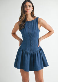 Felicia Denim Button-Front Mini Dress - Indigo