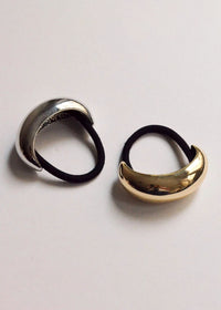 Wide Crescent Metal Cuff Hair Tie - Silver