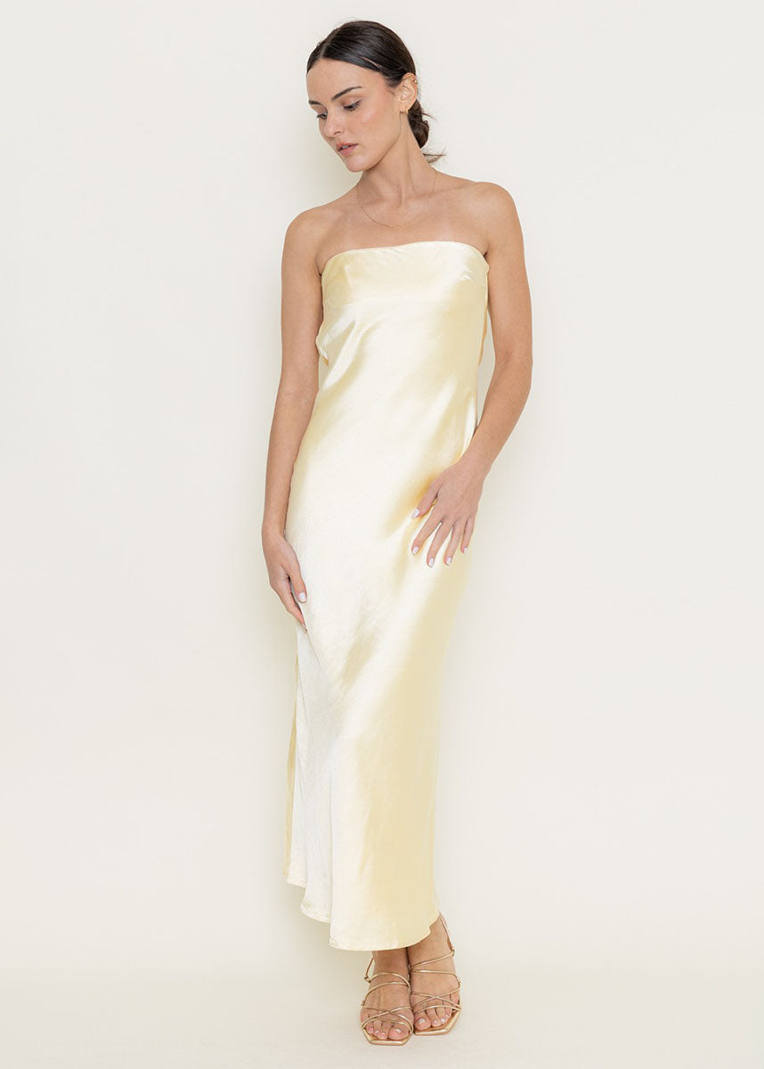 Meyers Strapless Maxi Slip Dress - Lemon