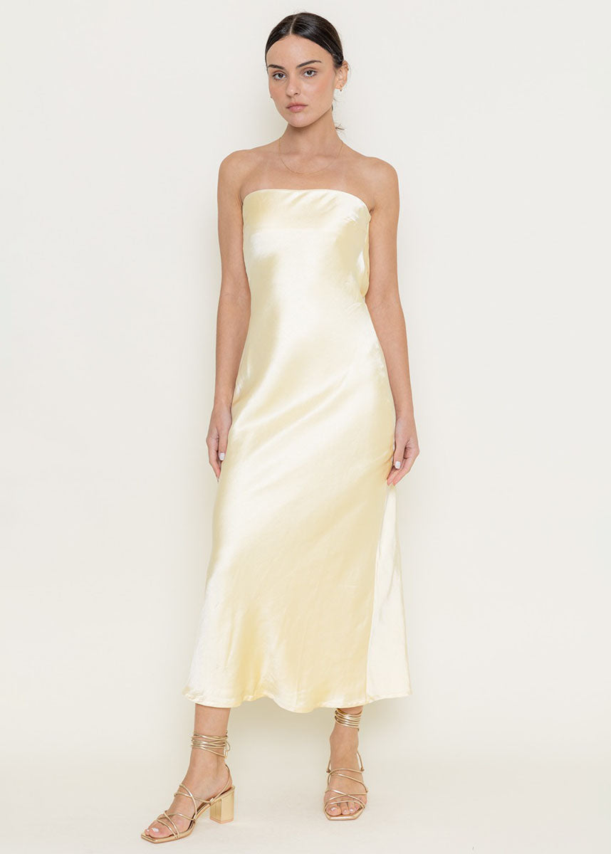 Meyers Strapless Maxi Slip Dress - Lemon