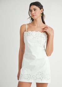 Zaria Embroidered Mini Dress - Off-White
