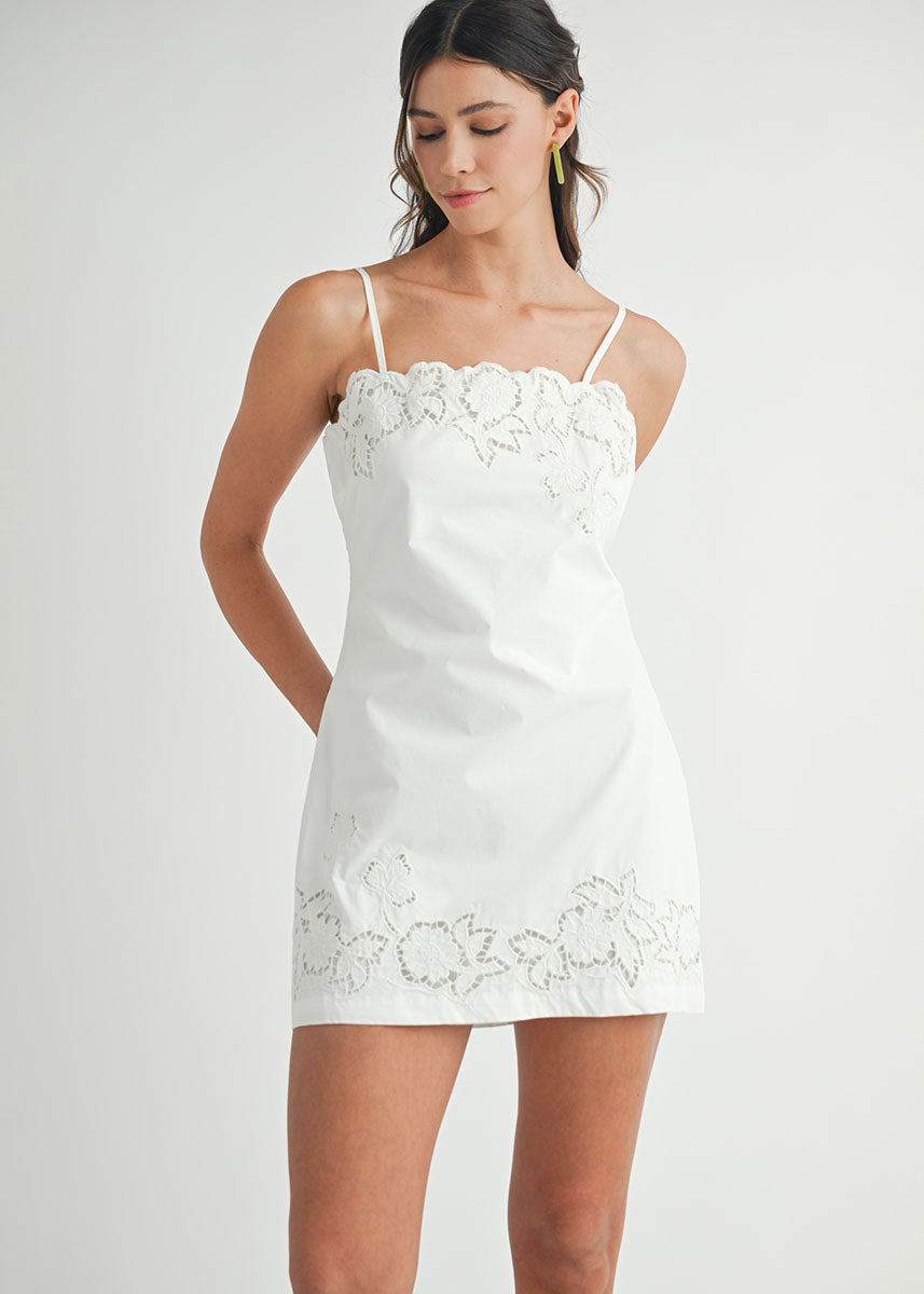 Zaria Embroidered Mini Dress - Off-White