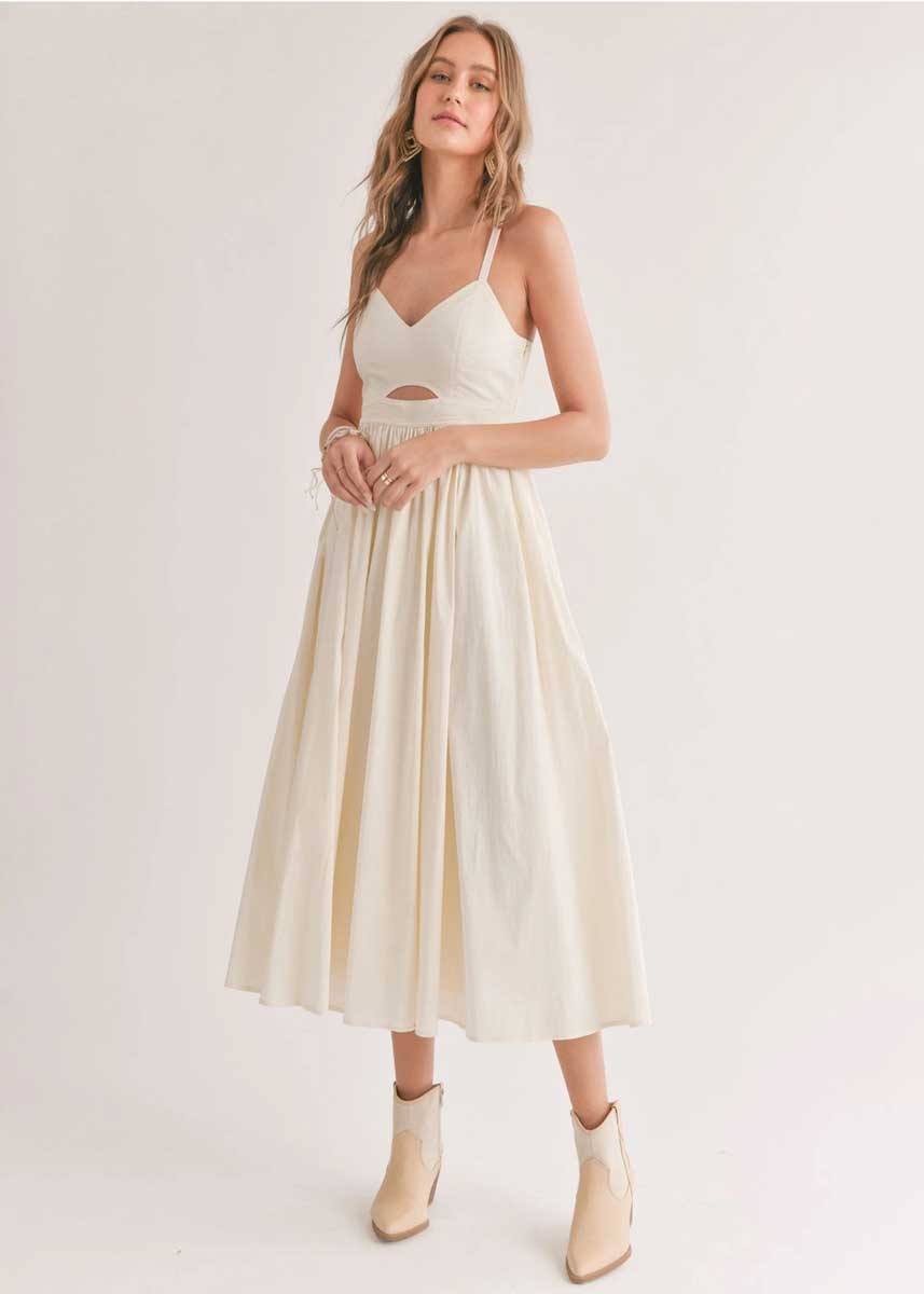 Shades On Cutout Midi Dress - Ivory