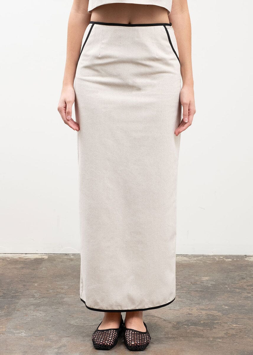Orlo Pocketed Contrast Maxi Skirt - Natural