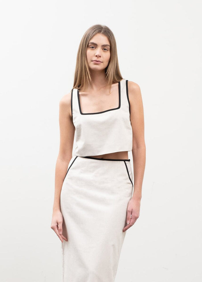 Orlo Contrast Crop Top - Natural