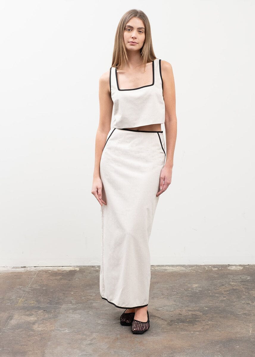 Orlo Pocketed Contrast Maxi Skirt - Natural