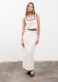 Orlo Pocketed Contrast Maxi Skirt - Natural