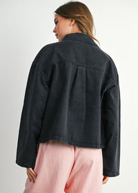 Bobbi Button-Down Denim Jacket - Black