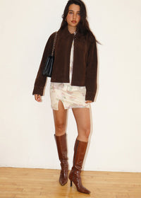 Claudette Faux Suede Jacket - Chocolate