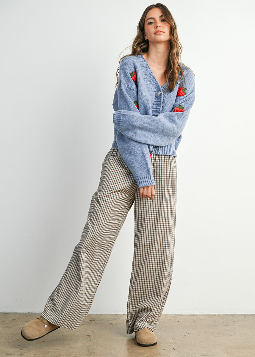 Reggie Tie-Front Check Pant - Brown