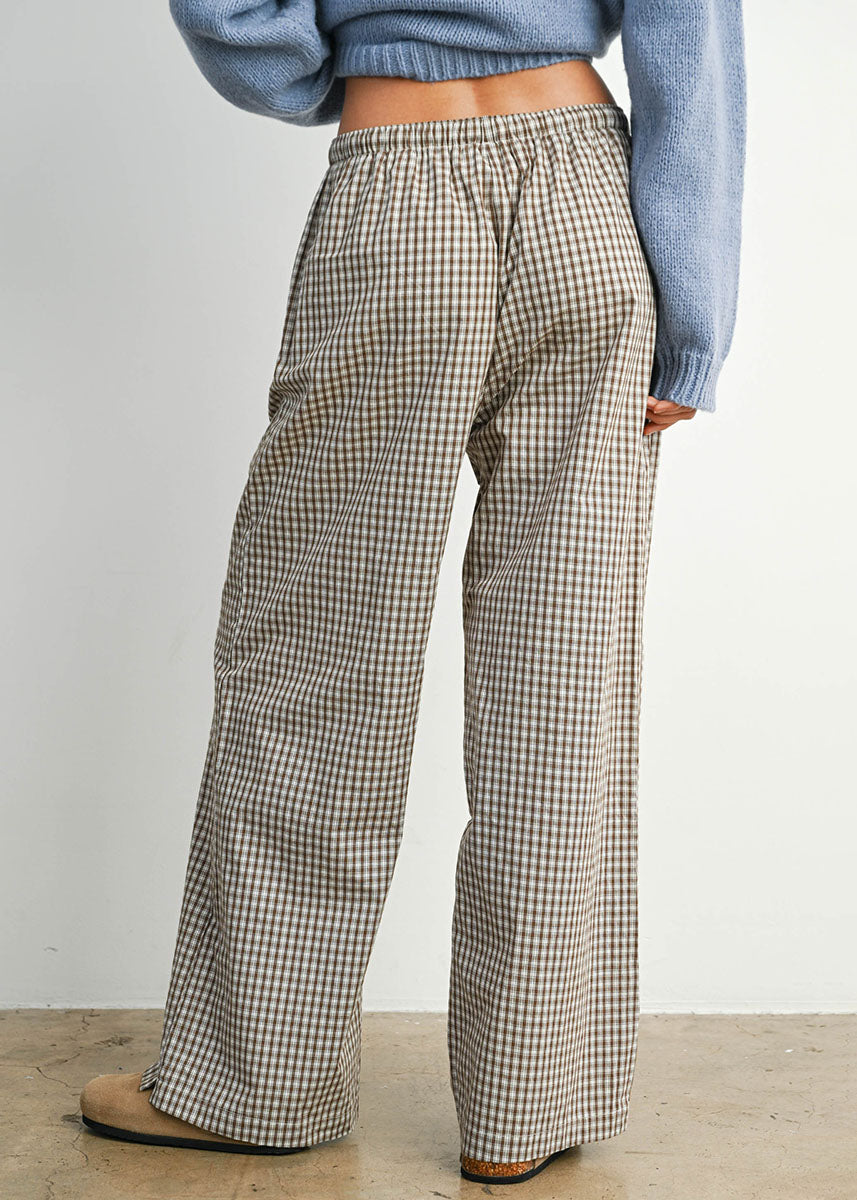 Reggie Tie-Front Check Pant - Brown