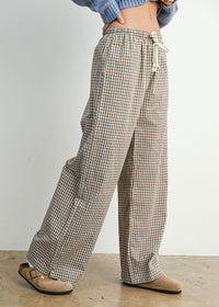 Reggie Tie-Front Check Pant - Brown